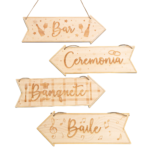 Carteles flecha de madera para fiesta