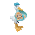 Figura para tarta Cigueña Bebe gafitas celeste volando