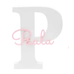 Inicial madera con nombre metacrilato rosa
