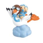 Figura para tarta Cigueña Bebe gafitas celeste volando