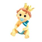 Figura bebé niño con corona y biberón