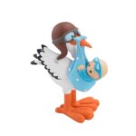 Figura tarta Bautizo Cigüeña aviadora con niño