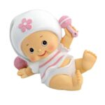 Figura hucha tarta bautizo niña pijama blanco