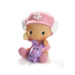 Figura para tarta bebé con gorrito alas rosa
