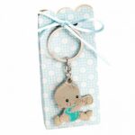 Llavero metálico bebé niño con biberón y peladillas