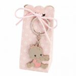 Llavero metálico bebé niña con biberón y peladillas