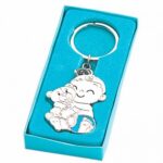 Llavero recuerdo bautizo bebé niño con osito de peluche