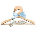 Percha cisne madera con nombre