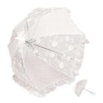 Sombrilla encaje flores calado blanca