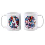 Taza con motivo floral detalle boda