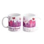 taza viajes y corazones detalle boda