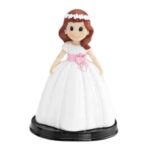 Niña Comunión con lazo rosa, figura para tarta