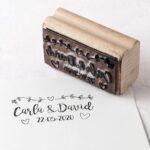 Sello personalizado rectangular, guirnalda corazones