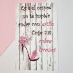 Cartel "Coge tus cubre-tacones"