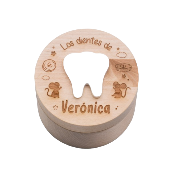 Caja de dientes personalizada de madera