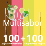 pajitas comestibles y chupachups mojito