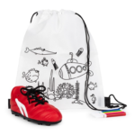 Mochila colorear y hucha bota futbol detalle para niños