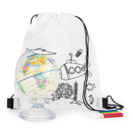 Mochila con hucha en forma de globo terráqueo