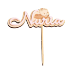 Topper personalizado rosa para tarta Bautizo