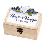 Caja para arras con flor azul