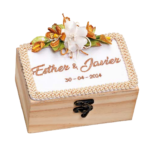 caja madera flor bordado