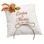 Cojín porta alianzas con flor