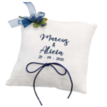 Cojín alianzas flor azul