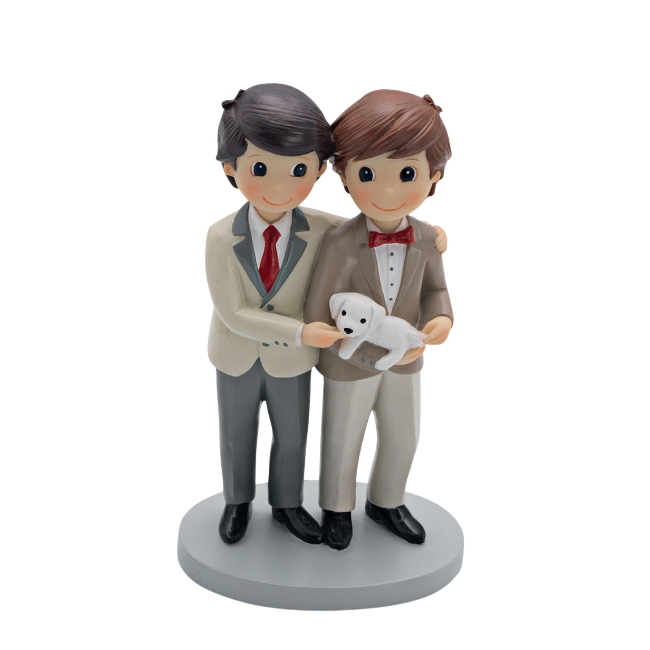Figura pareja novios chicos Figura tarta boda novios - Imagen 1