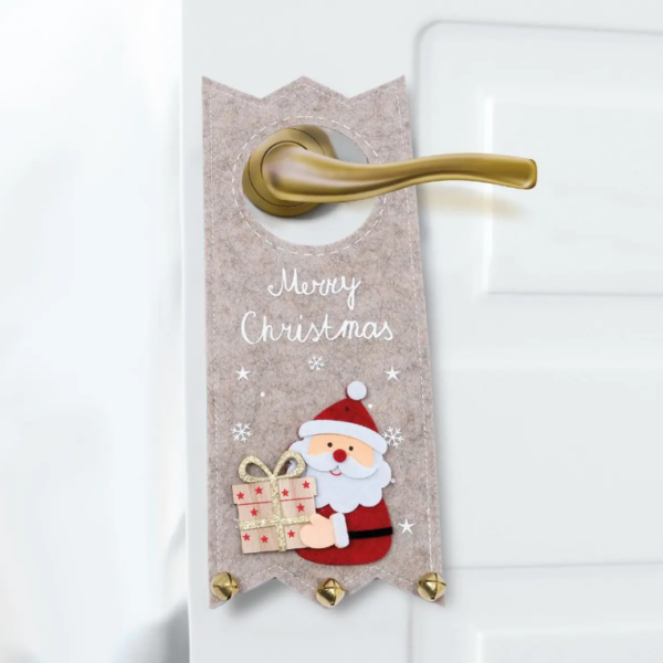 Adorno puerta Papa Noel y cascabeles 28,5cm