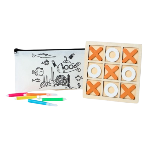 Estuche colorear y tres en raya