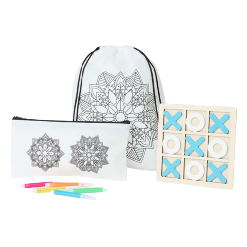 Estuche con mochila mandala y tres en raya