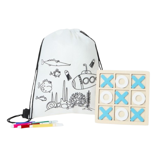 Mochila colorear y tres en raya
