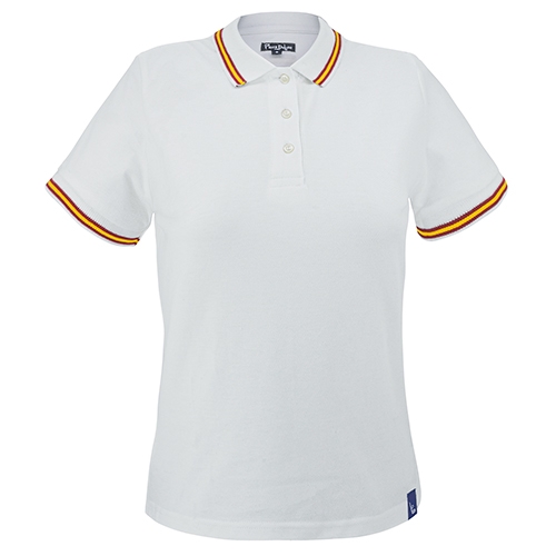 Polo bandera España blanco caballero