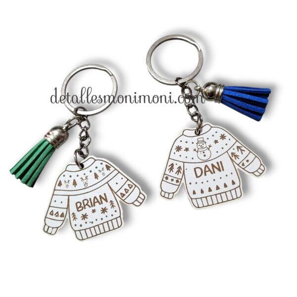 Llavero Navideño Personalizado de Madera 🎄✨