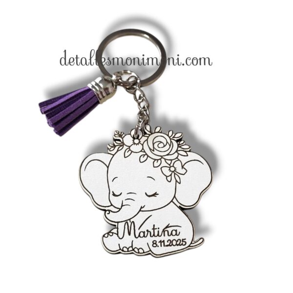 Llavero Elefante Personalizado para Bautizo