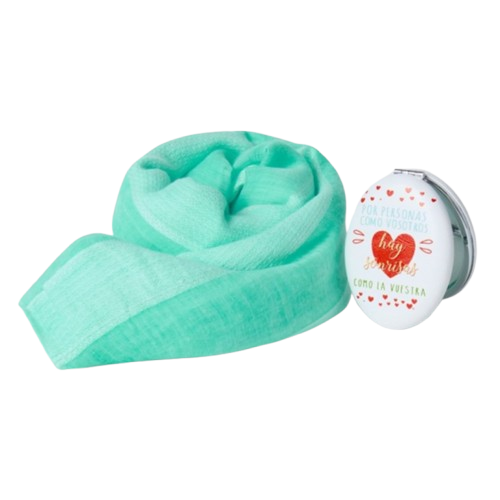 Pack espejo y pasmina pastel