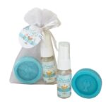 Colonia fresca y jabón azul