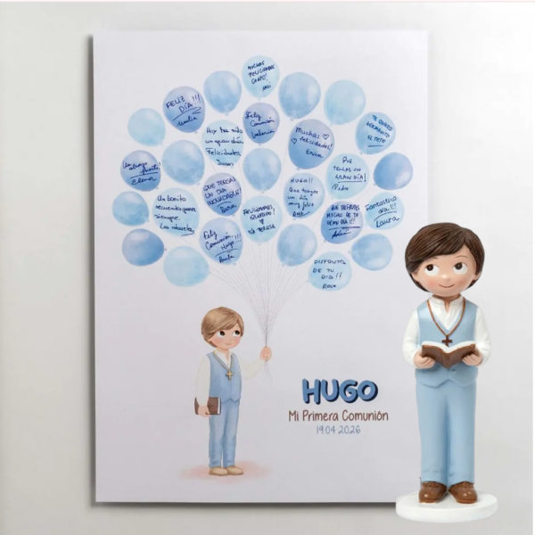 Lámina + Figura tarta niño chaleco y biblia