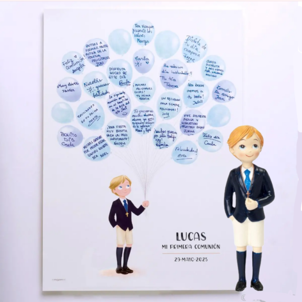 Lámina árbol de huellas y figura tarta Comunión pantalón corto