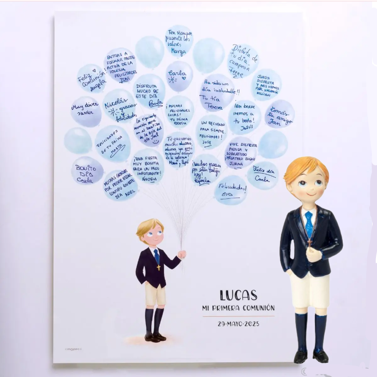 Lámina árbol de huellas y figura tarta Comunión pantalón corto