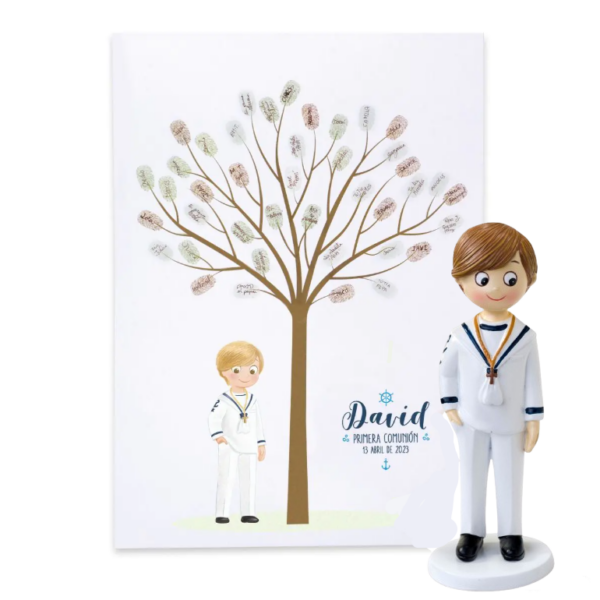 Lámina para firmas Comunión y figura tarta niño marinero