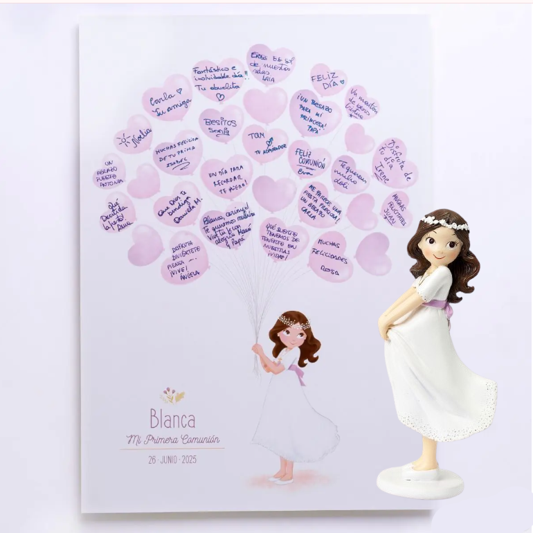 Lámina y figura tarta Comunión niña falda