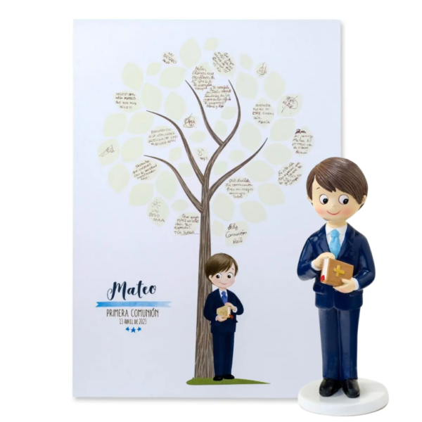 Lámina y figura tarta niño comunión con traje