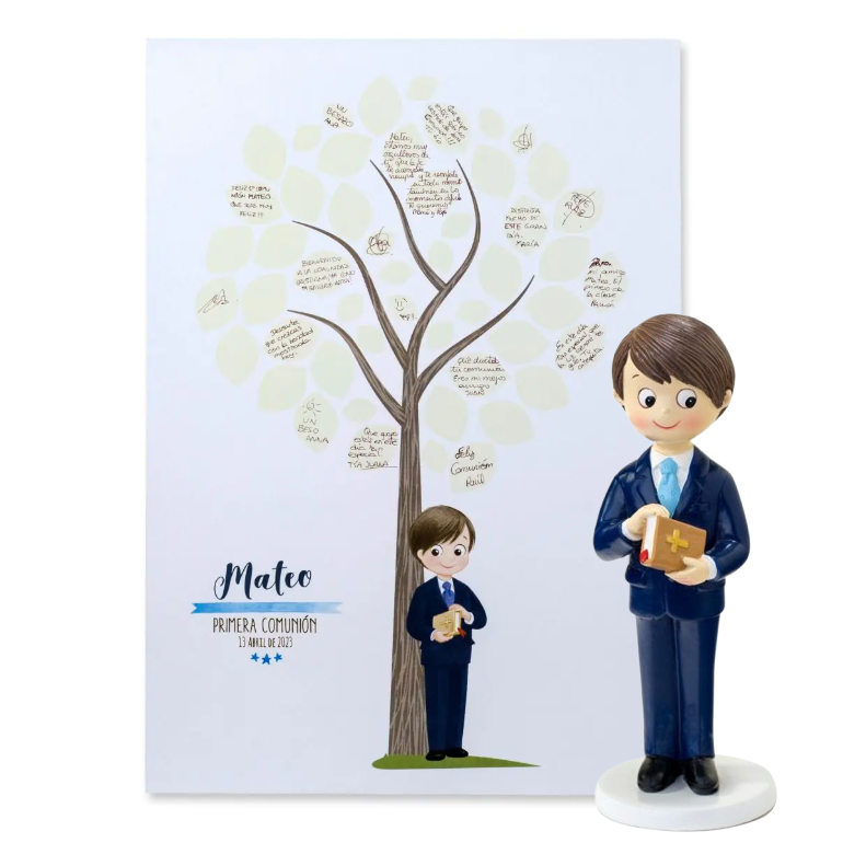 Lámina y figura tarta niño comunión con traje