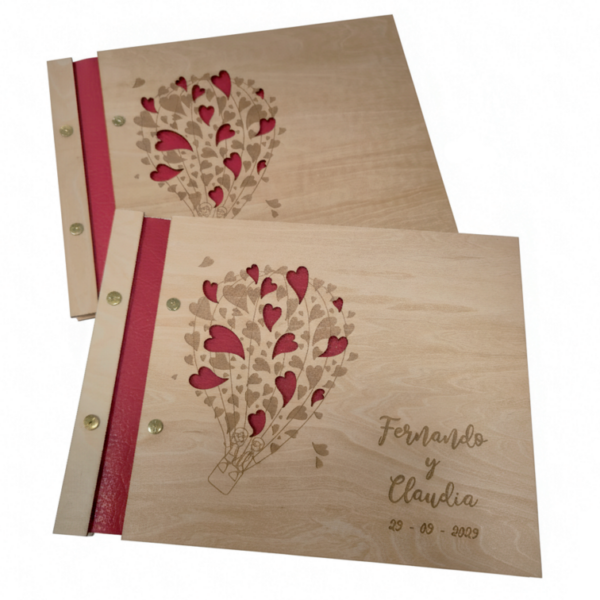 Libro firmas madera novios globo