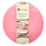 Platos rosas reutilizable pack2