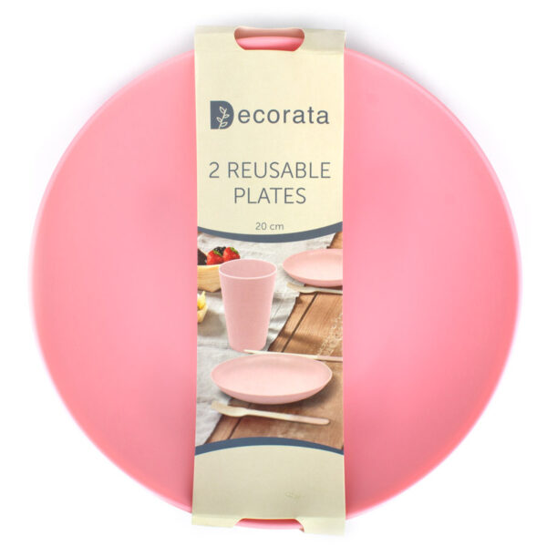 Platos rosas reutilizable pack2